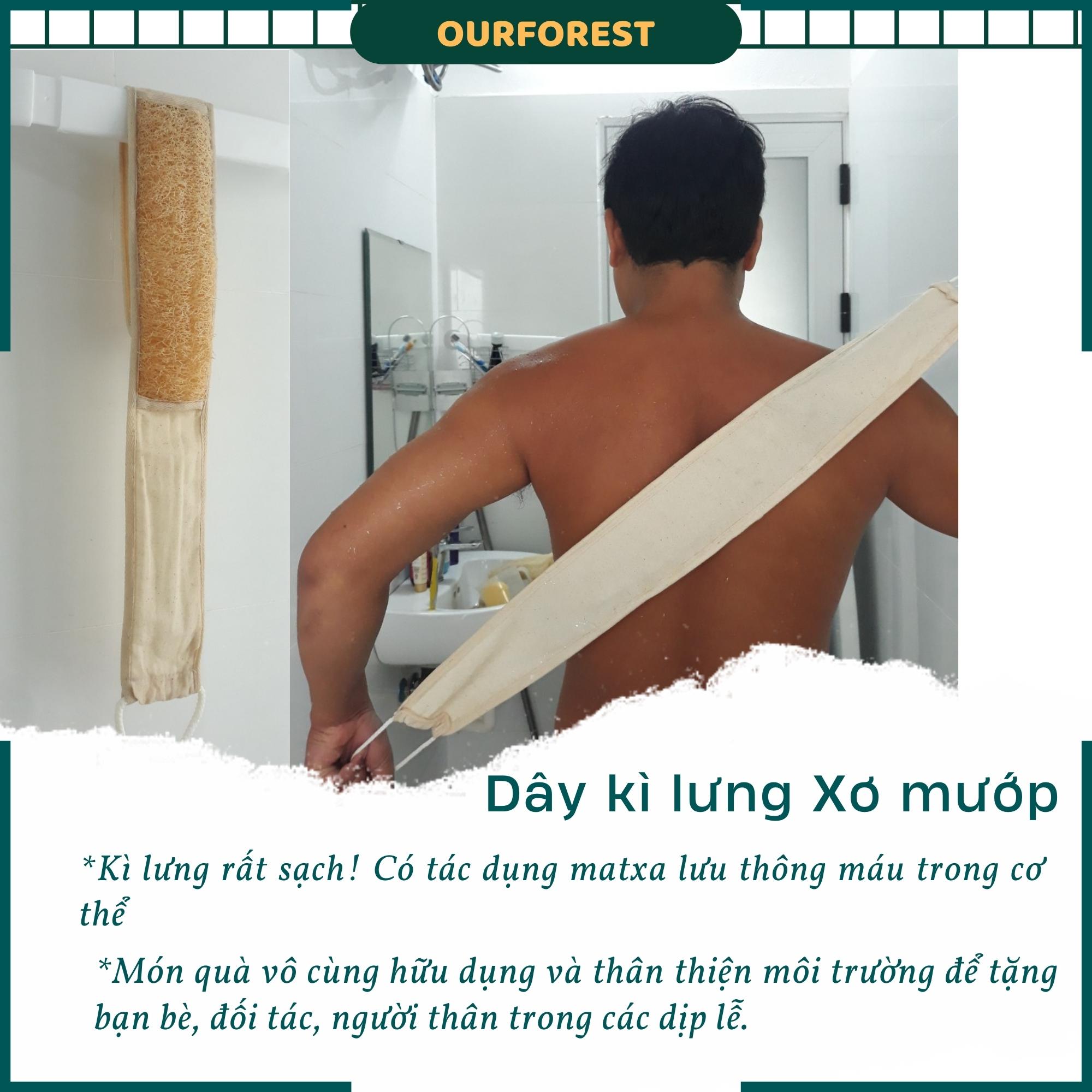 Dây kỳ lưng xơ mướp - Dây chà lưng - Đai kỳ lưng, Bông tắm xơ mướp tẩy tế bào chết