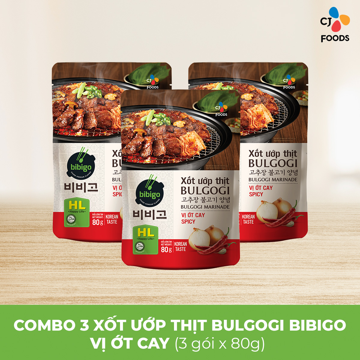 Xốt ướp thịt Bulgogi Vị ớt cay Bibigo Gói 80g