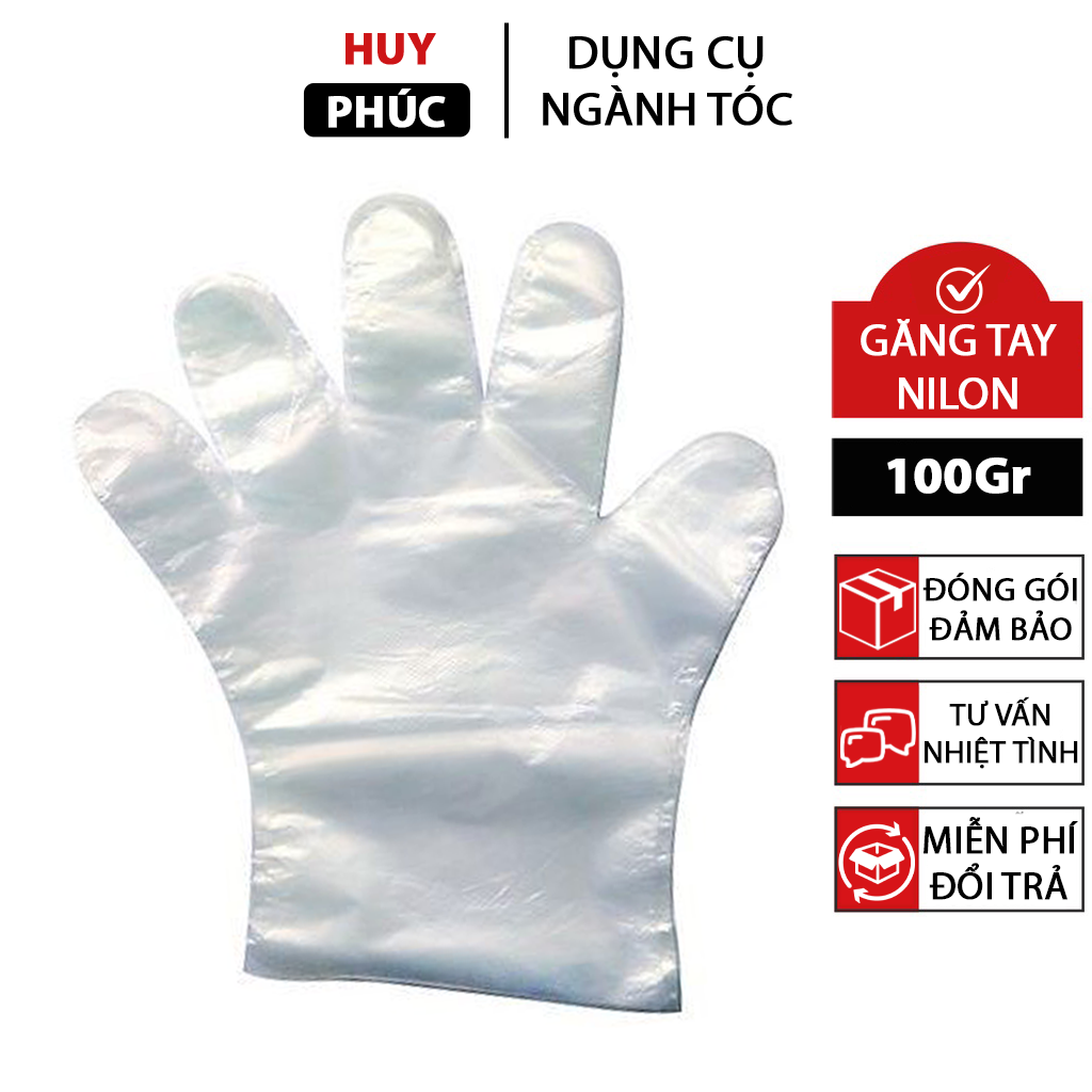 Găng tay nilon nhuộm tóc dùng 1 lần 100g, bao tay nilong nấu ăn nhuộm tóc, Salon Barber