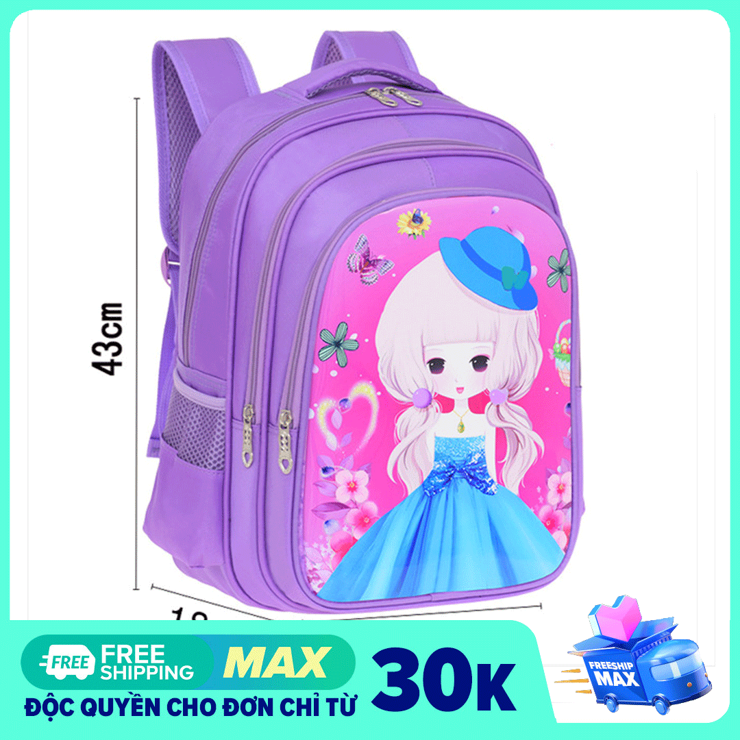 [SIZE CAO 43CM] Ba lo học sinh chống gù , Balo cho bé gái , Balo công chúa , Balo đi học cho bé , Ba lô , Cặp học sinh , Cặp đi học chống thấm nước
