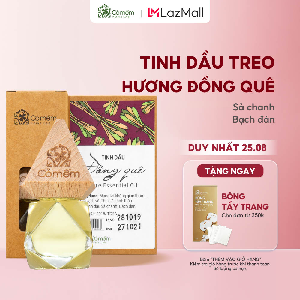 Tinh Dầu Treo Xe Treo Tủ Quần Áo Treo Phòng Thiên Nhiên Hương Đồng Quê Hương Sả Chanh Khử Khuẩn Thư Giãn Đuổi Muỗi Cỏ Mềm 8,5ml