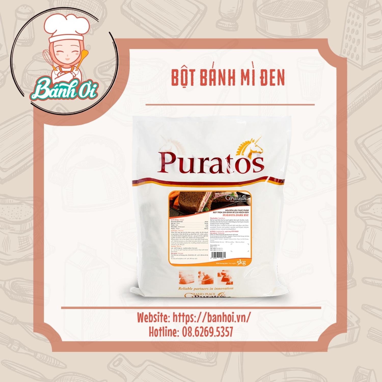 Bột trộn bánh mì lúa mạch đen / bột mì đen Puratos