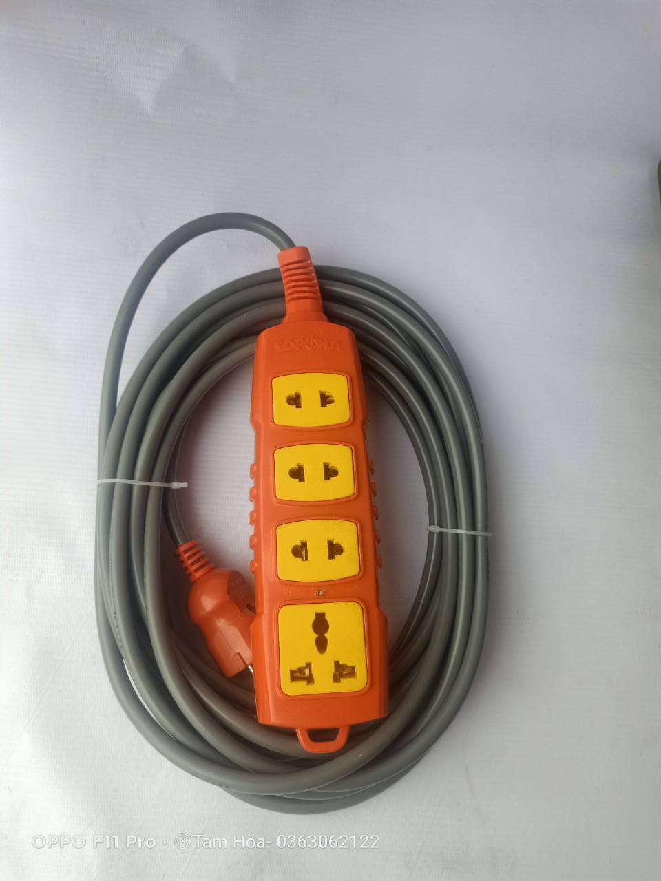 Bộ ổ cắm 4 cửa lõi sứ Sopoka dây dài 10 mét