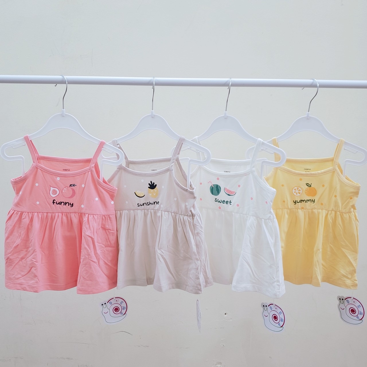 Áo hai dây mùa hè Dokma 2023 vải cotton mỏng mềm mịn mát cho bé gái 12-36m