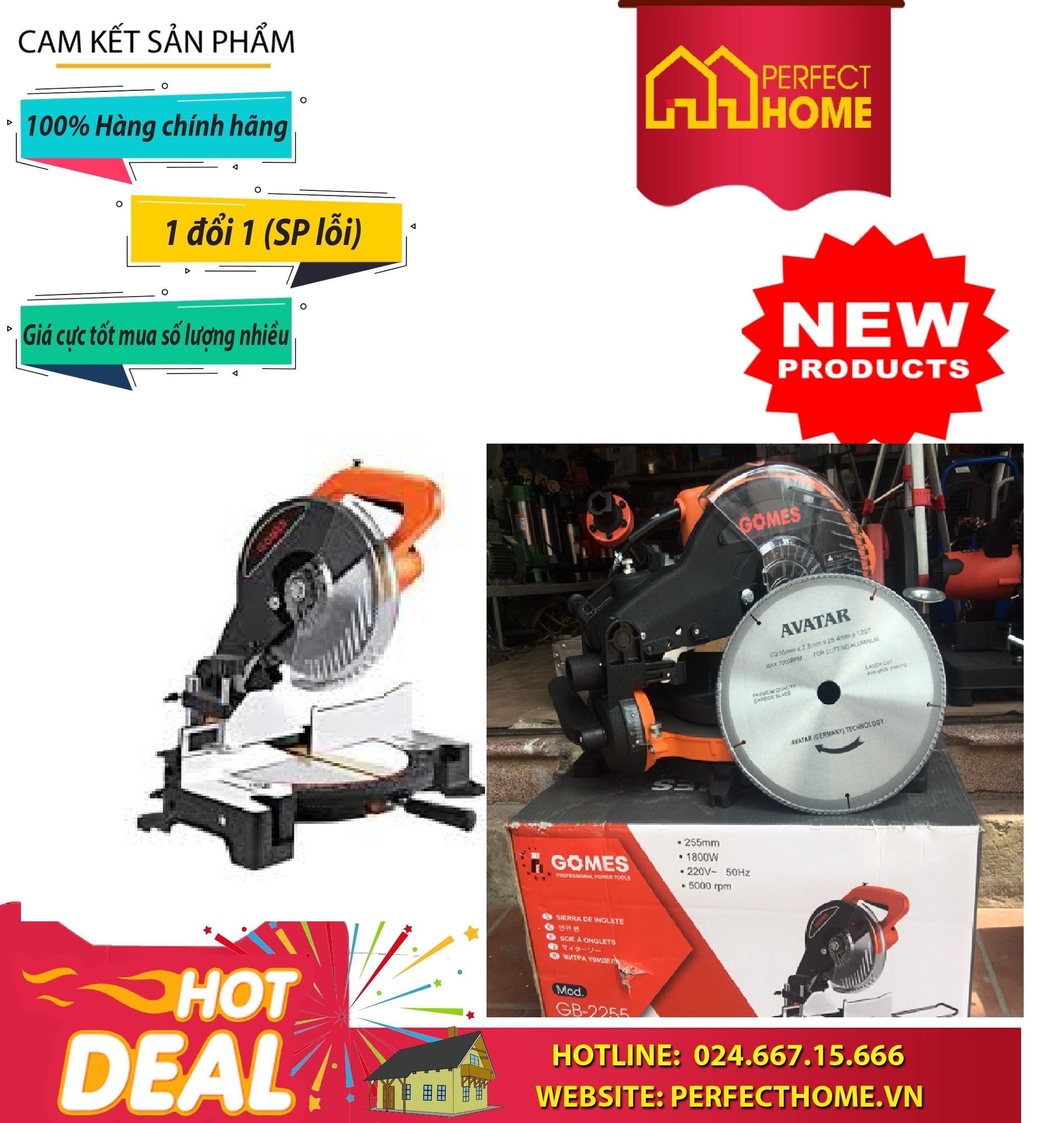 Máy cắt góc nhôm gỗ nghiêng Gomes GB-1229