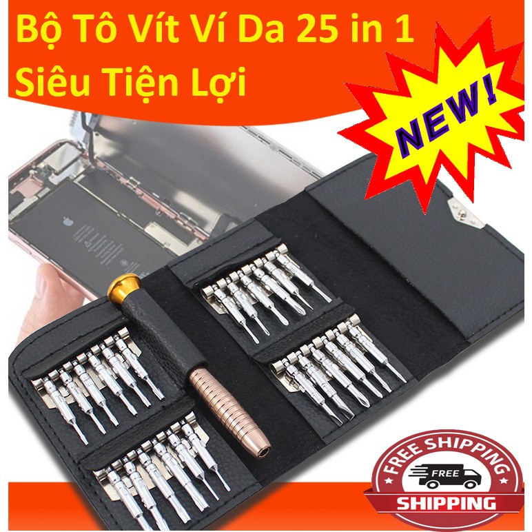 Bộ tua vít sửa điện thoại,tô vít mở iphone,bộ tô vít ví da 25 in 1 siêu tiện lợi,cao cấp,siêu bền của sqt tools