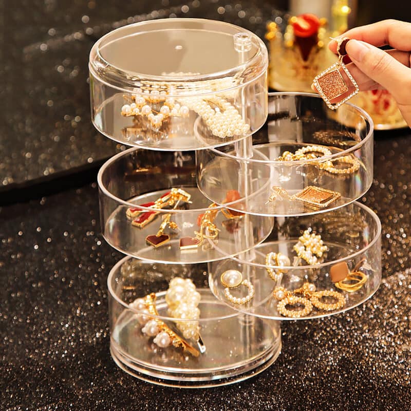 Khay đựng kẹp tóc trong suốt 4 tầng-Hộp Trang Sức Đa Năng Xoay Trong Suốt, Lưu Trữ Đồ Trang Sức, Tóc Vòng, Tóc Phụ Kiện, Kẹp Tóc, Bông Tai, Bàn Tay Móng Tay, Vòng Cổ, Lưu Trữ Và Hoàn Thiện