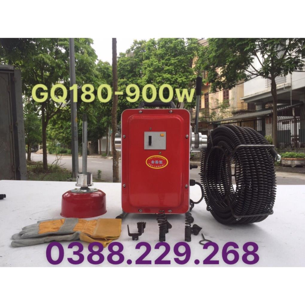 máy thông tắc cống GQ180-900w(phụ kiện : 15,2m dây phi 16 , dây phi 8 dài 4m , 6 đầu thông cho dây 16 , 1 đôi găng tay )