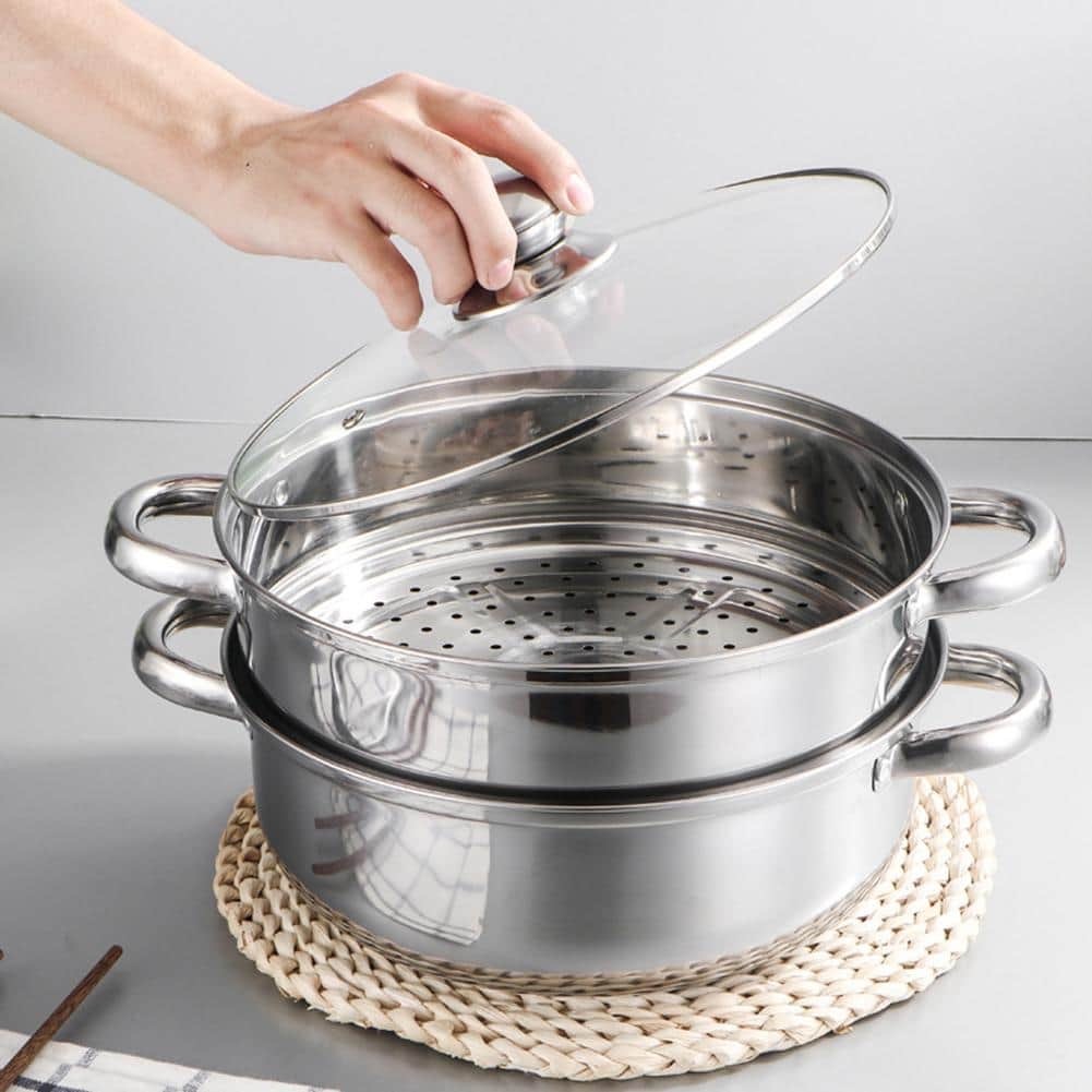 Nồi Hấp Inox 2 Tầng Size 28cm, Có Xửng Hấp Inox Tiện Lợi