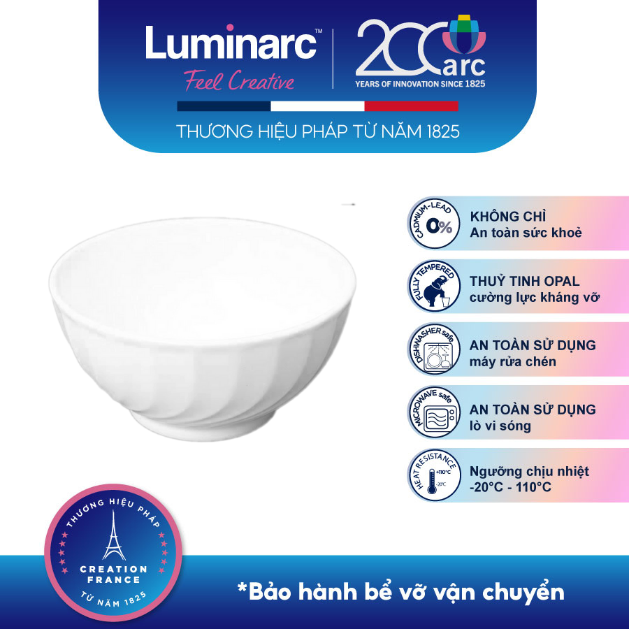 Bộ 6 Chén Thuỷ Tinh Luminarc Trianon Trắng 12cm- LUTRN3652