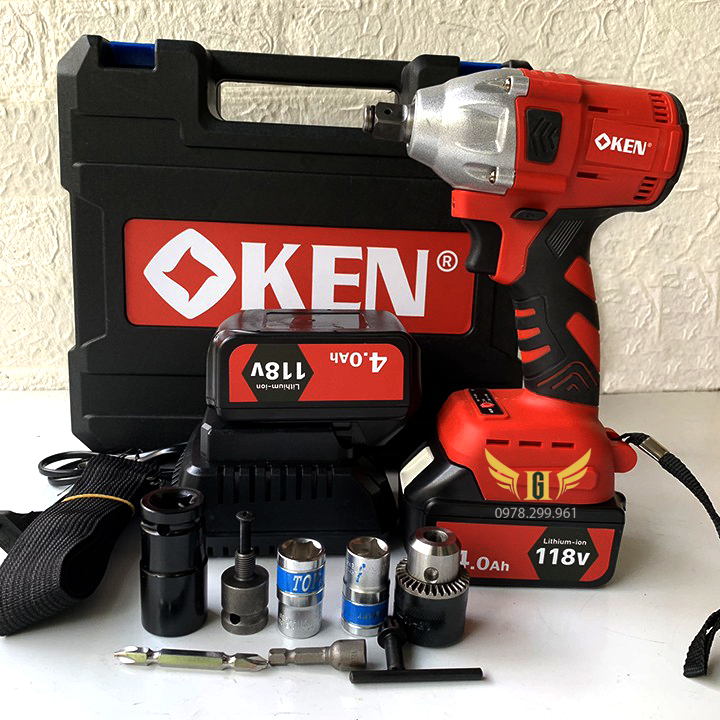 HOT!!!Máy Siết Bulong KEN 198V, Khoan Pin, Bắn Vít, Siết ốc KHÔNG CHỔI THAN, Loại 2 PIN