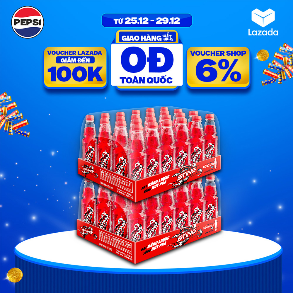 Combo 2 Thùng 24 Chai Nước Tăng Lực Sting Dâu 330ml chai