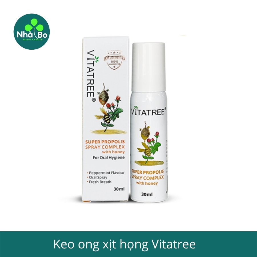 Keo ong Vitatree Super Propolis Spray xịt họng, kháng khuẩn, giảm đau rát họng