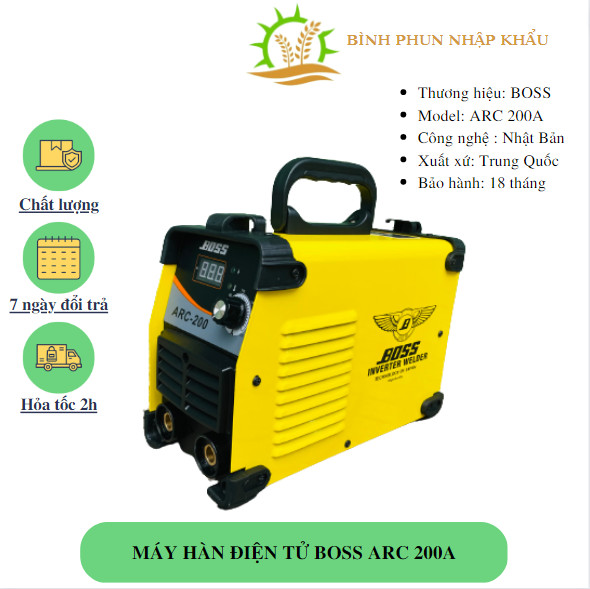 Máy hàn điện tử boss arc 200a | công suất 200a | công nghệ nhật bản | bảo hành 18 tháng | máy hàn que