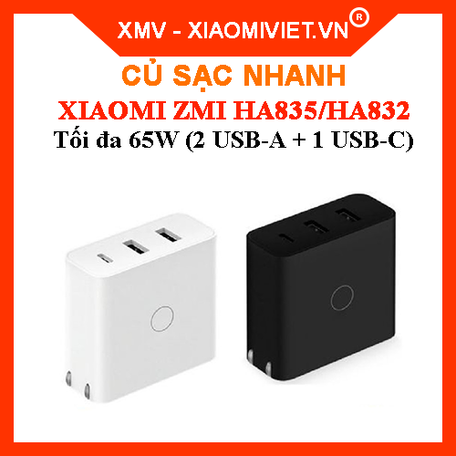 Cốc sạc nhanh / củ sạc nhanh xiaomi zmi 65w ha835 / ha832 - hàng chính hãng