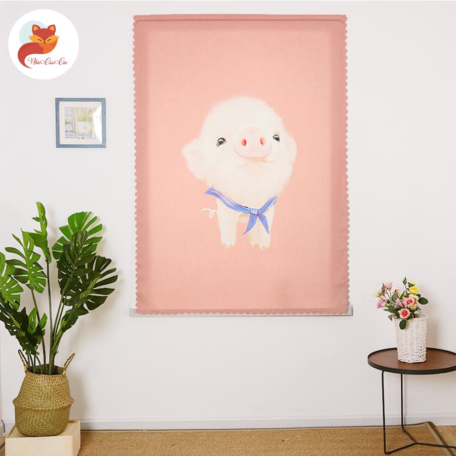 Rèm - Màn Cửa Sổ Tranh Treo Tường Miếng DánTiện Lợi Họa Tiết Heo Hồng 3D Sắc Nét Hot Trend Phong Cách Hàn Quốc