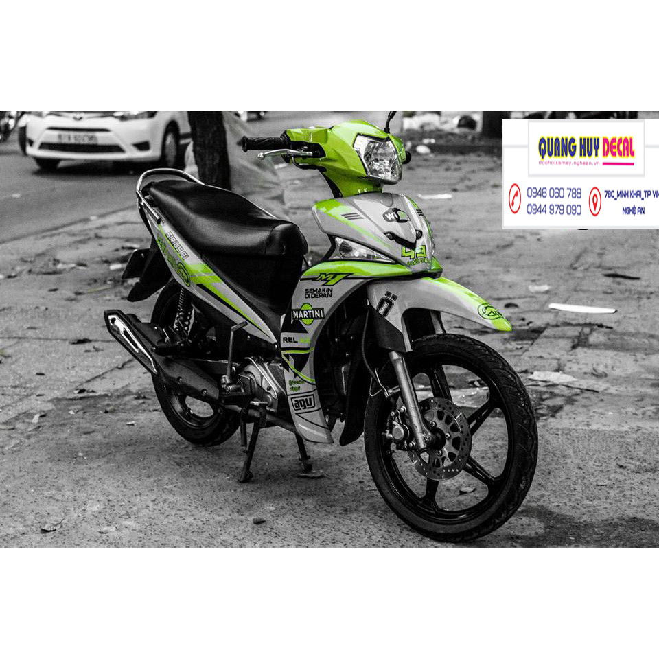 Tem trùm Sirius Fi xanh lá xám - Độ dán team trùm decal xe máy Sirius Fi xanh lá xám - Team trùm decal xe máy Sirius Fi rẻ đẹp và chất