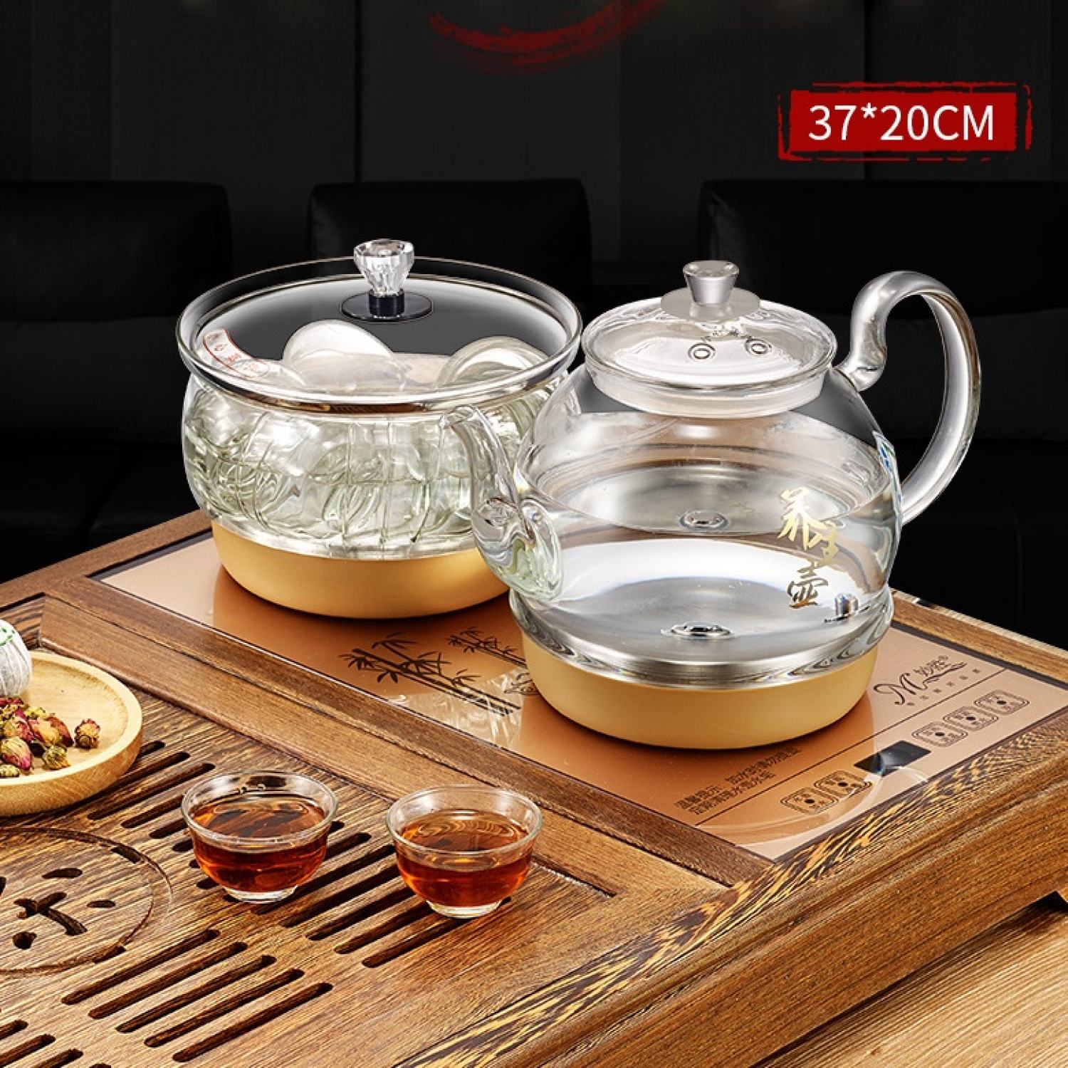 Bộ bếp điện đun nước pha trà thủy tinh boro cảm ứng bơm nước đáy - ấm đun nước siêu tốc bàn trà điện