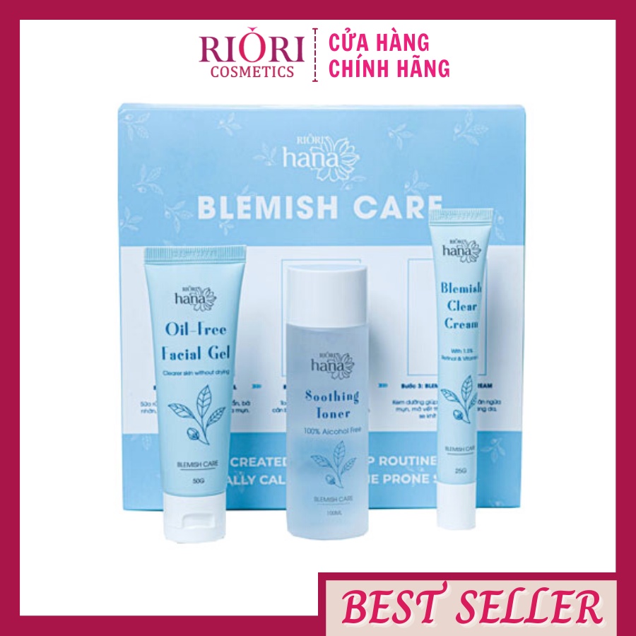 Set dưỡng da mini ngừa mụn mờ thâm riori blemish care