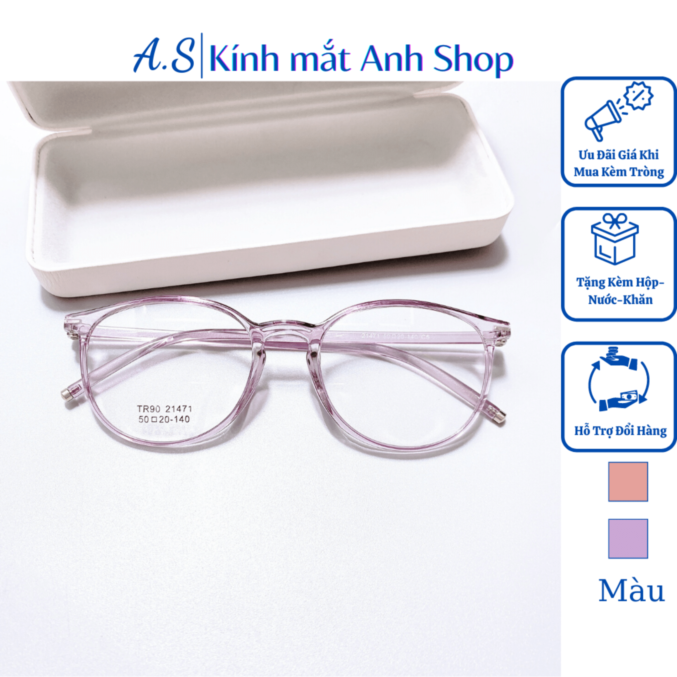 [3-5/8 Hoàn Tiền 25%] Gọng kính tròn nhỏ 21471 Anh Shop nhận cắt cận viễn loạn