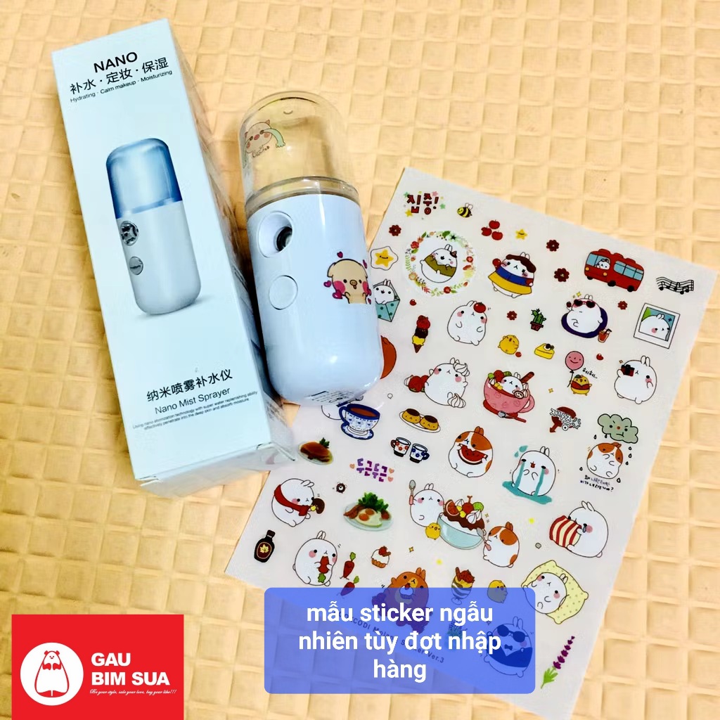 Tặng sticker Máy phun sương tạo ẩm Nano mini-Giữ ẩm da chống lão hoá làm mát da cấp tốc Bảo hành 7 ngày