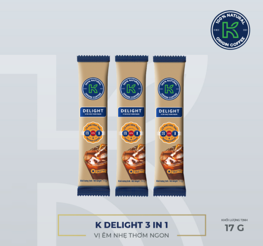 Combo 30 gói cà phê hòa tan k coffee delight 3in1 x 17g - cafe k delight phúc sinh