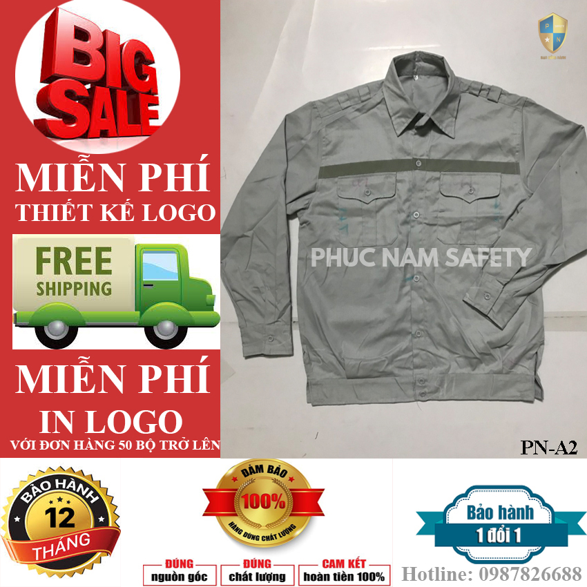 Áo bảo hộ lao động màu ghi sáng có phản quang PN-A2, áo bảo hộ lao động đẹp, áo bảo hộ giá rẻ, áo bảo hộ lao động, đồng phục công nhân, đồng phục kỹ sư, đồng phục công ty, bảo hộ lao động Phúc Nam