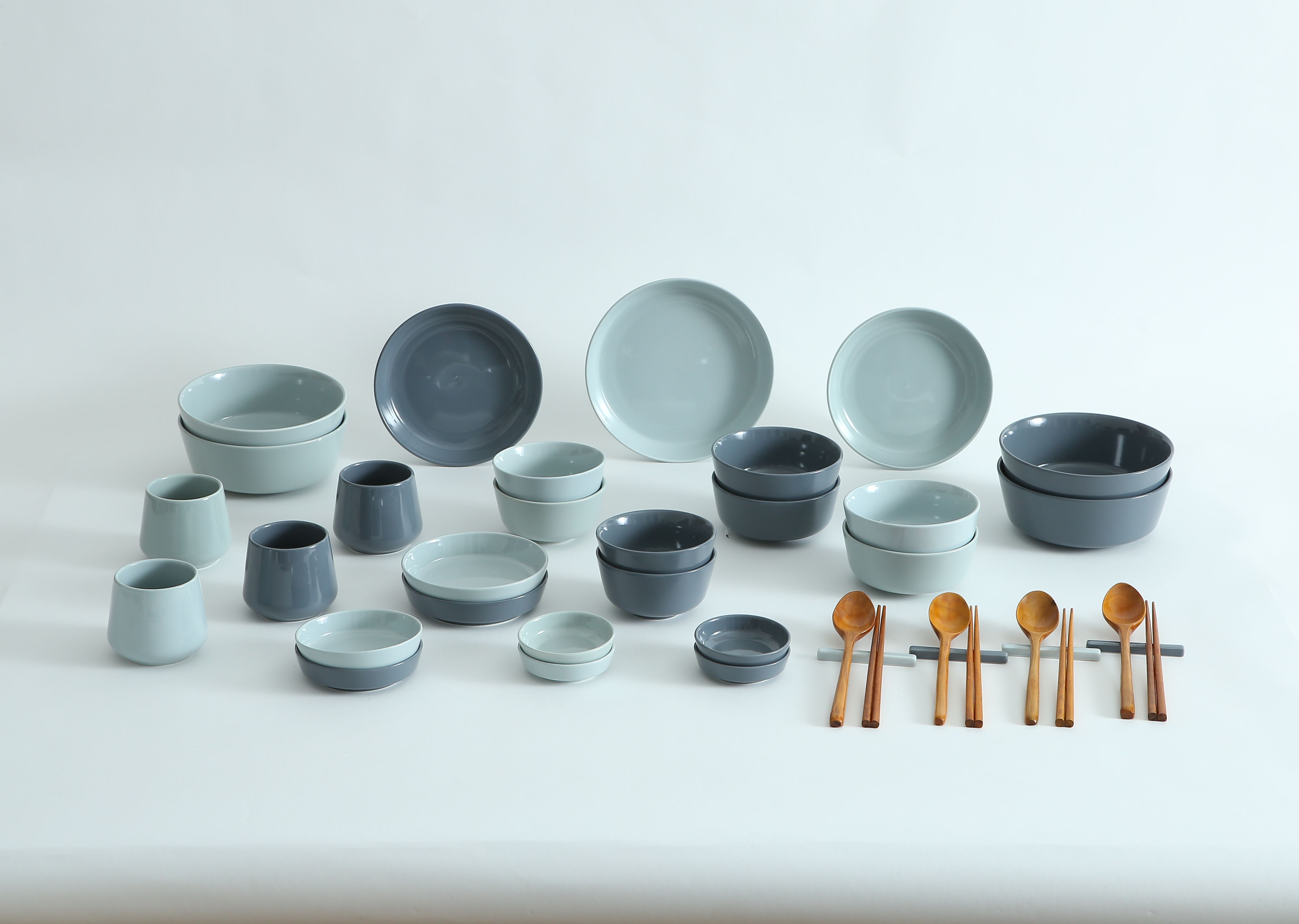 Erato - Bộ bát đĩa sứ Mono 4 người 31P (Set tân gia) - 에라토 모노 4인 홈세트 31P