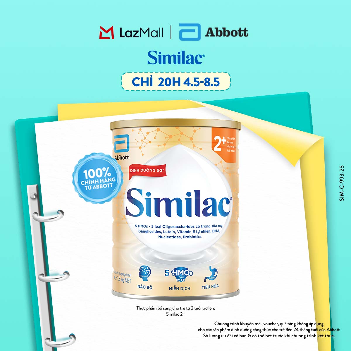 [CHỈ 20H 04-08.05 GIÁ TỐT MUA NGAY -SLCH] Sữa bột Similac 2+ 1.6kg đột phá dinh dưỡng 5G mới cho trẻ từ 2-6 tuổi  (Bao bì thay đổi theo từng đợt nhập hàng)