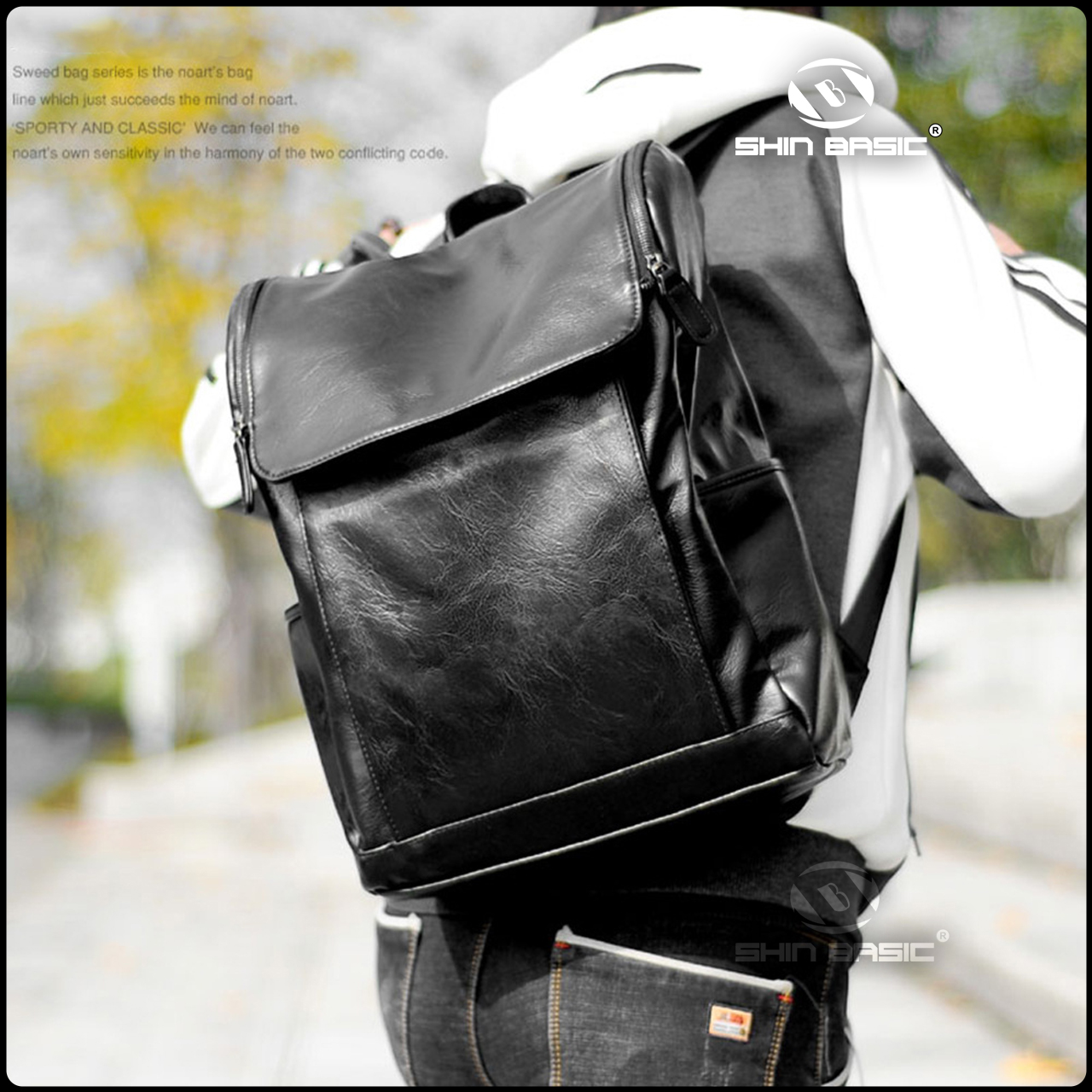 Ba lô da pu cao cấp thời trang hinbasic - shin9367