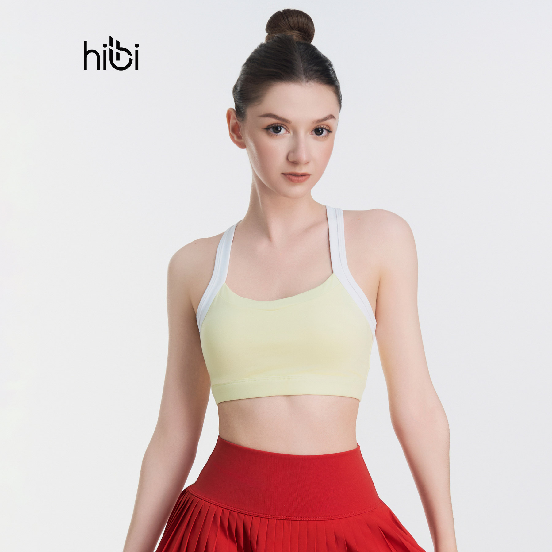 Áo tập Yoga Gym dây phối trắng BA507 Hibi Sports - Kèm mút ngực