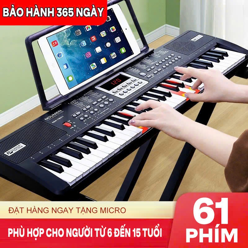 Organ, 61-Key Electronic Piano Model Ms6102 for Finger Training for Children, Electric Piano with Charger and Microphone for Beginners