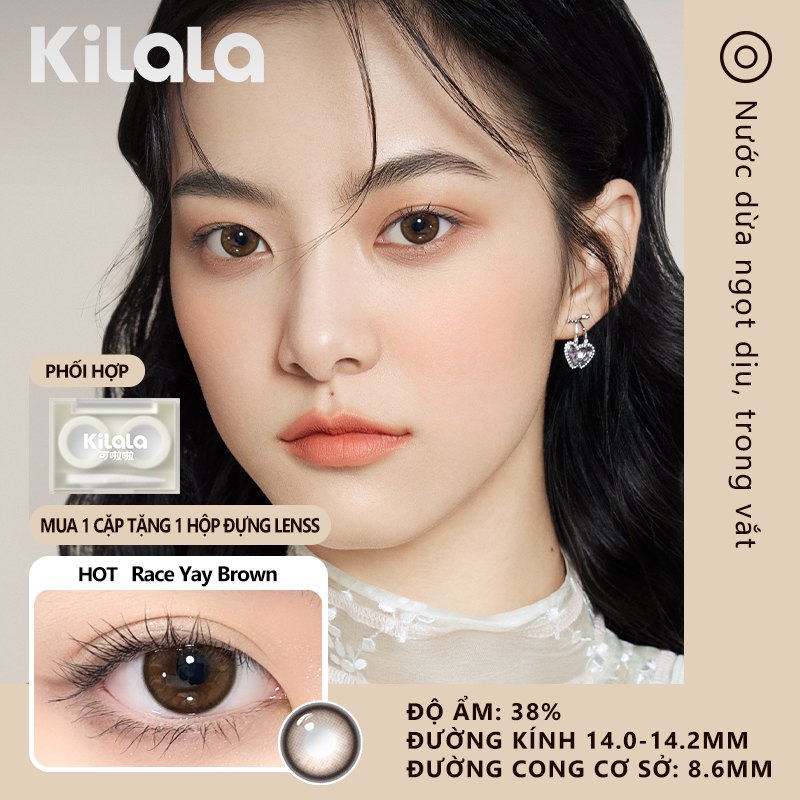 Kilala Kính Áp Tròng lens mắt lens 6 tháng lens áp tròng nâu Black contact len lens 14 2 Coco Yay Dòng Race Yay Brown