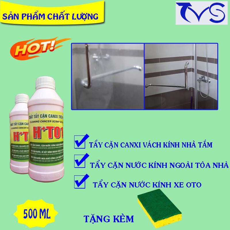 Chất tẩy cặn canxi trên kính HT01 tặng mút chà kính, tẩy cặn nước, tẩy ố mốc kính, tẩy kính tẩy sạch cặn nước cứng