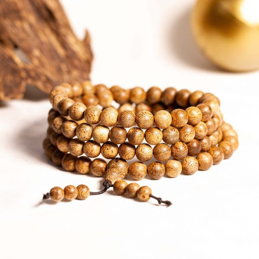 Vòng tay tràng trầm hương dành cho nữ 6mm108 hạt tràng trầm hương tốc lào tự nhiên vòng tay vòng đeo cổ phong thủy