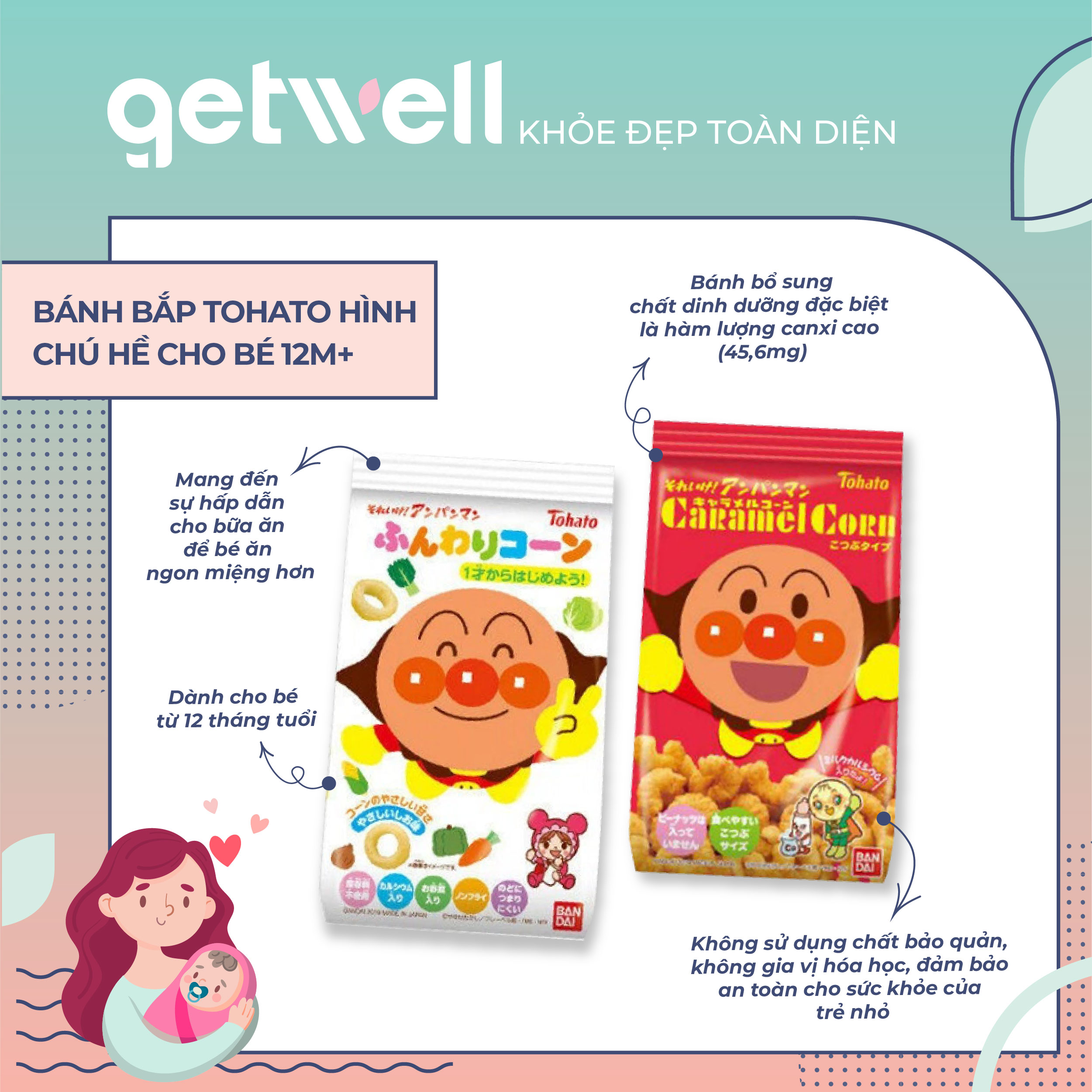 BÁNH BẮP TOHATO HÌNH CHÚ HỀ CHO BÉ 12M+