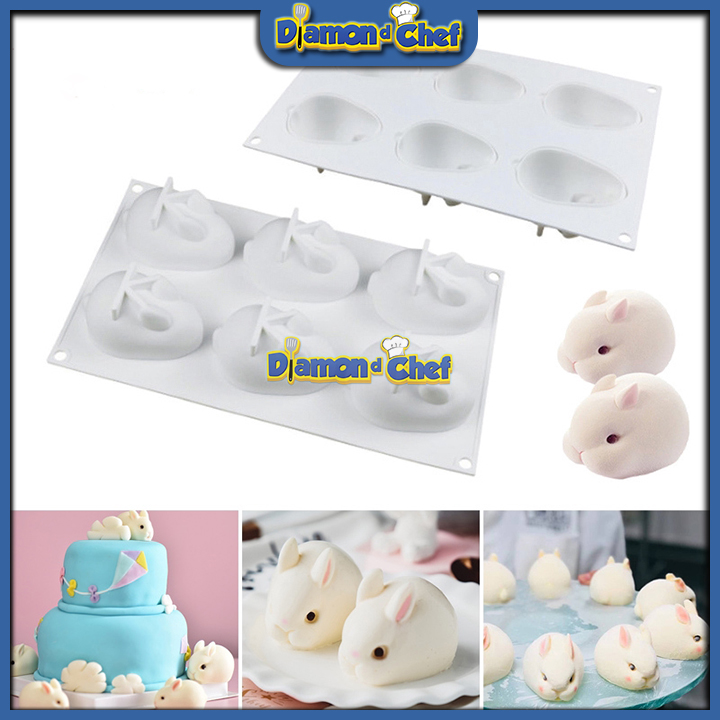 Khuôn Silicon Socola 3D 6 Hình Thỏ Ngộ Nghĩnh