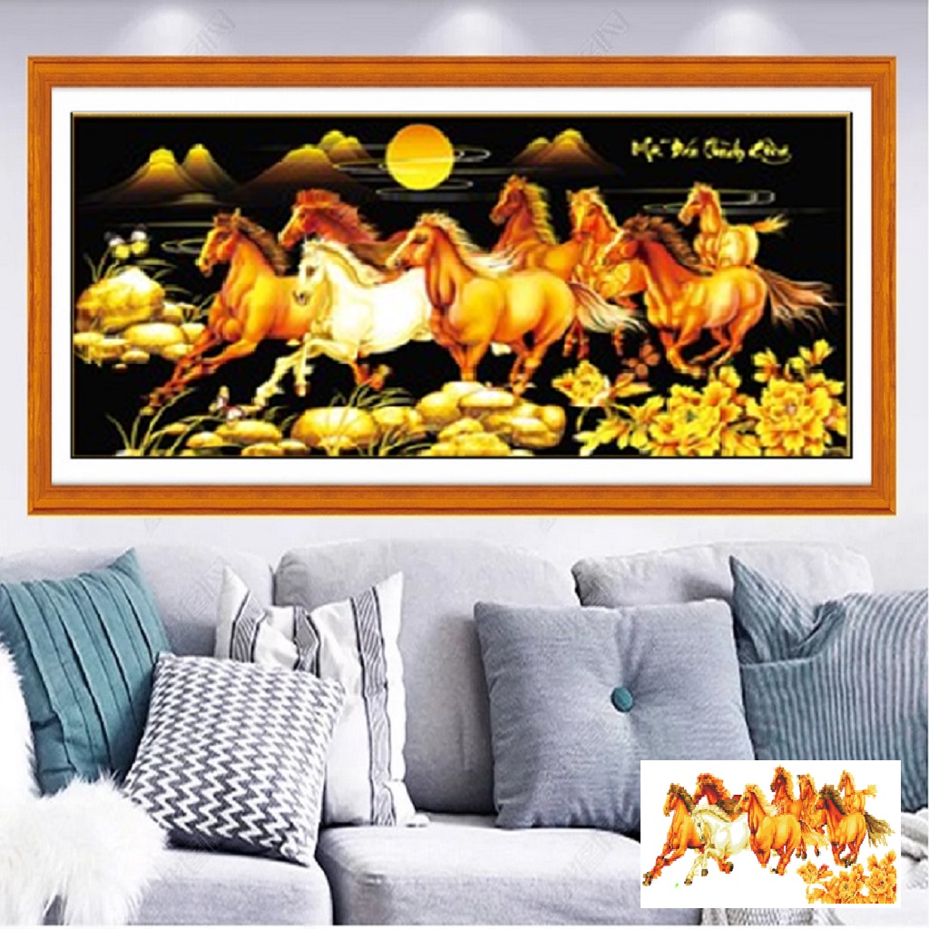 Tranh đính đá mã đáo thành công Kt 100*54cm