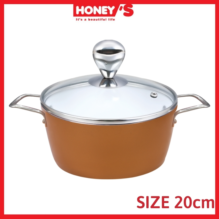 Nồi phủ sứ chống dính an toàn Honey's HO-AP2C202, bền, chống dính, không bong tróc, Size 20 cm