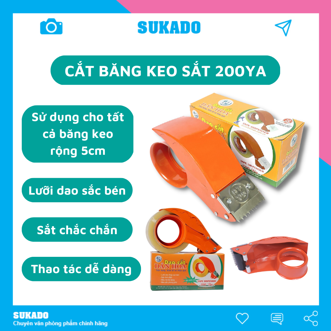 Cắt băng keo sắt 5cm 200yard cầm tay - cắt băng keo cuộn lớn sukado