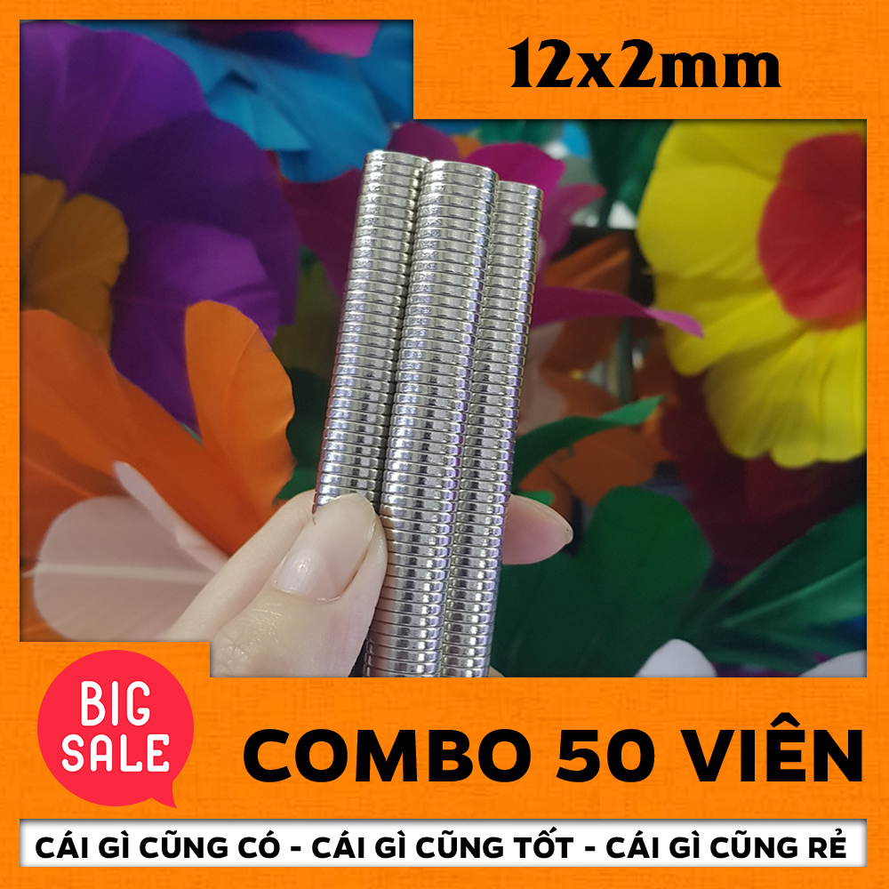 Combo 50 viên nam châm viên tròn không lỗ 12*2mm