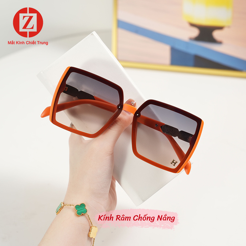 Kính râm form Nữ form vuông to chữ H màu Ombre siêu xinh có viền mãT2134