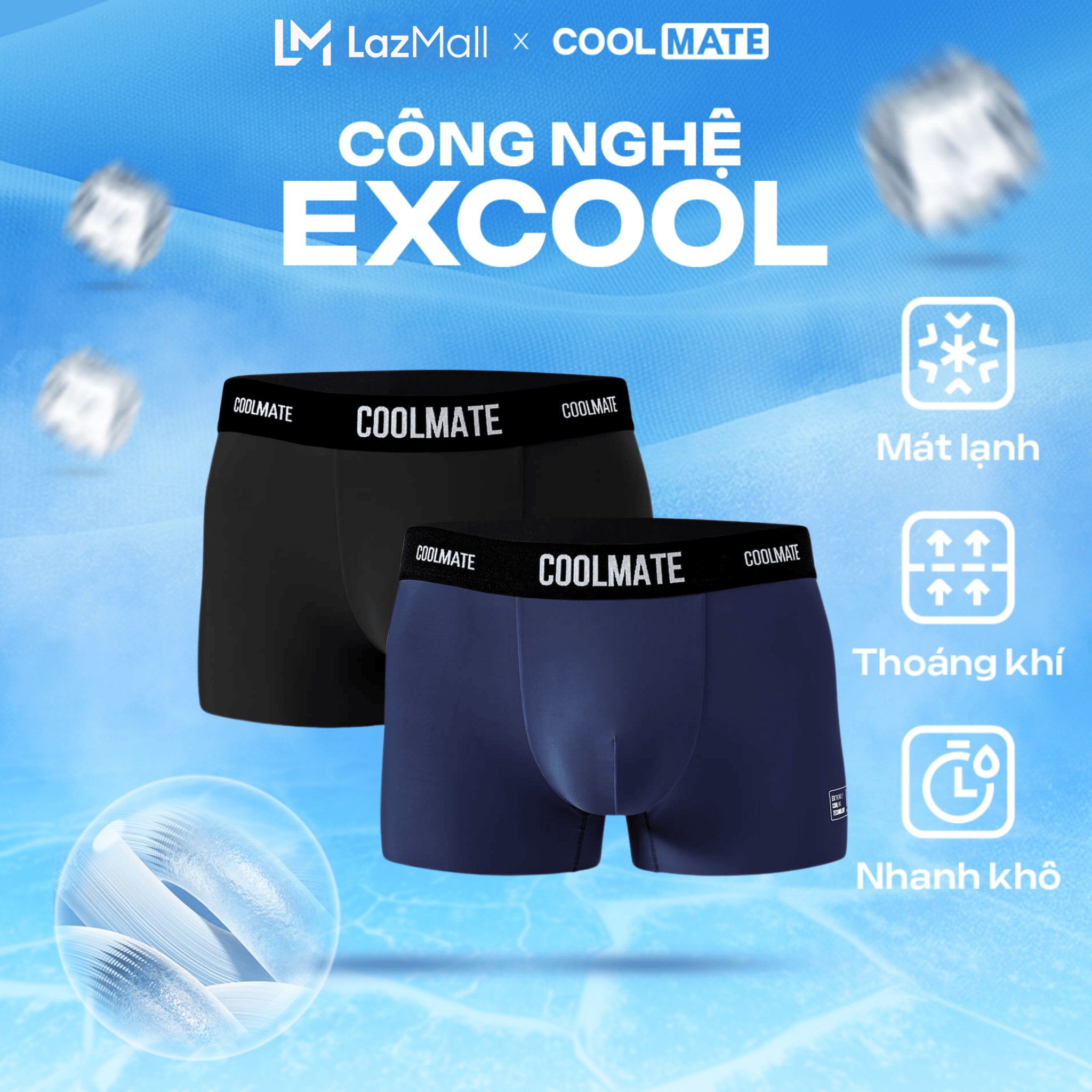 [CHỈ 20H 9-12.10 TẶNG QUÀ ĐƠN TỪ 299K]Combo 2 quần lót nam Trunk Excool Clean Cut - Coolmate [KHÔNG ĐỔI TRẢ]