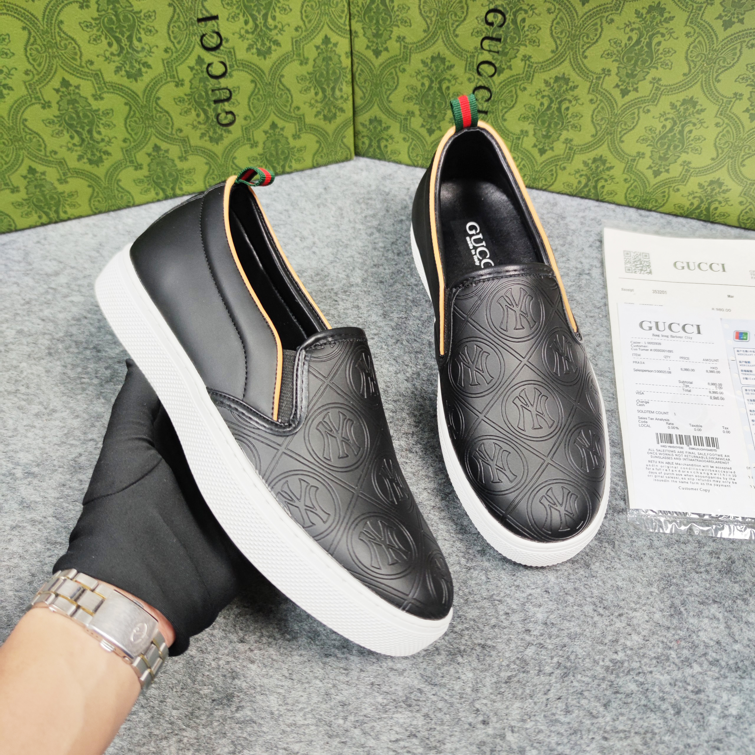 Giày Slip On Nam Thời Trang NY Da Xịn Đế Kếp Vàng Khâu Chắc Chắn Lót Rời Cao Cấp Hot Trend Full Box