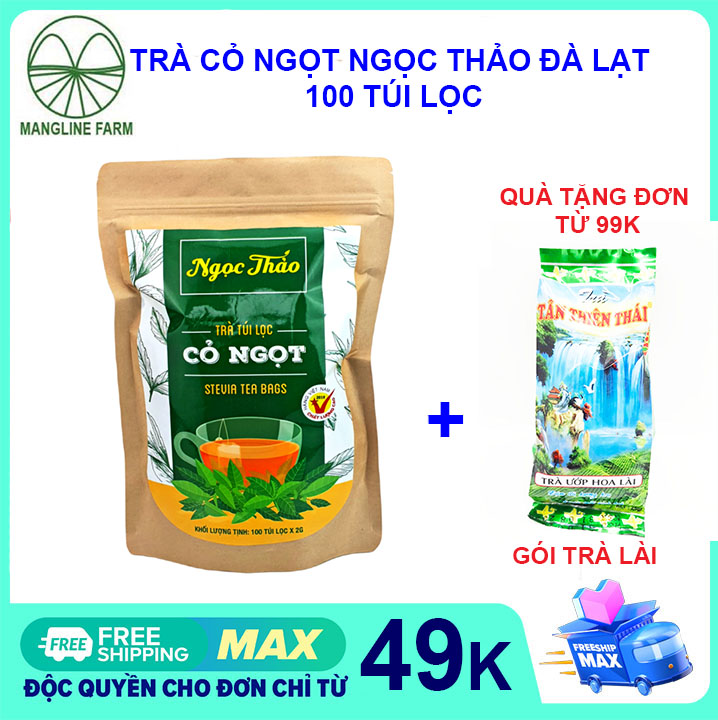 [FREESHIP 15K CHO ĐƠN 29K]Bộ 6 gói trà Cỏ Ngọt trà giảm cân Ngọc Thảo 100 túi lọc, trà giảm cân mỡ bụng, đặc sản Đà Lạt