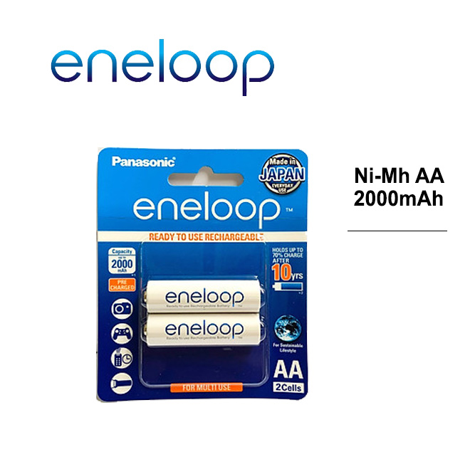 Vỉ 2 pin sạc eneloop aa 2000mah made in japan