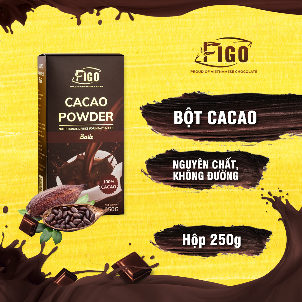 [VỊ ĐẮNG KHÔNG ĐƯỜNG] Bột cacao nguyên chất không đường 250g FIGO