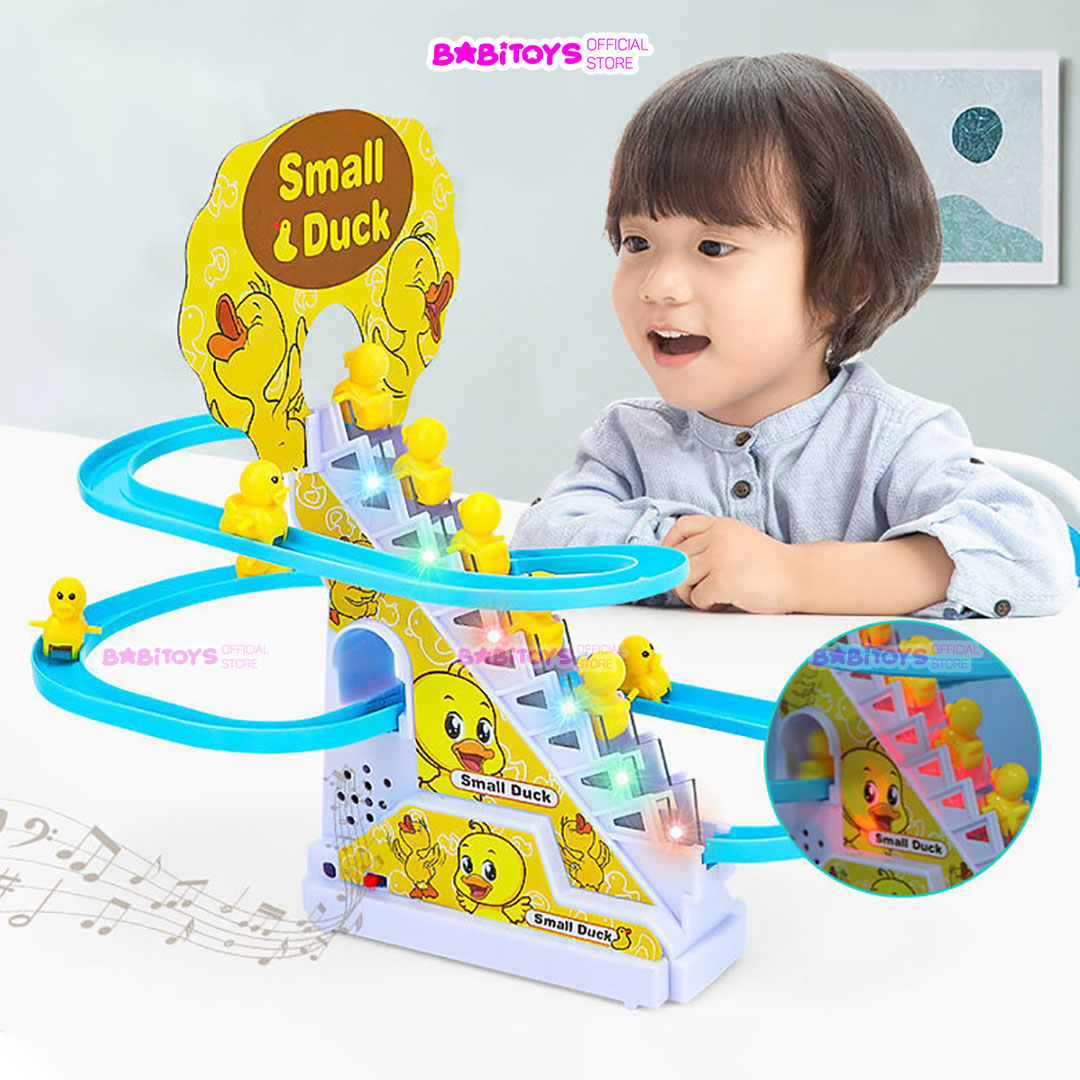 Đồ chơi cầu trượt vịt leo thang có phát nhạc và đèn, đồ chơi vui nhộn kích thích phát triển cho bé