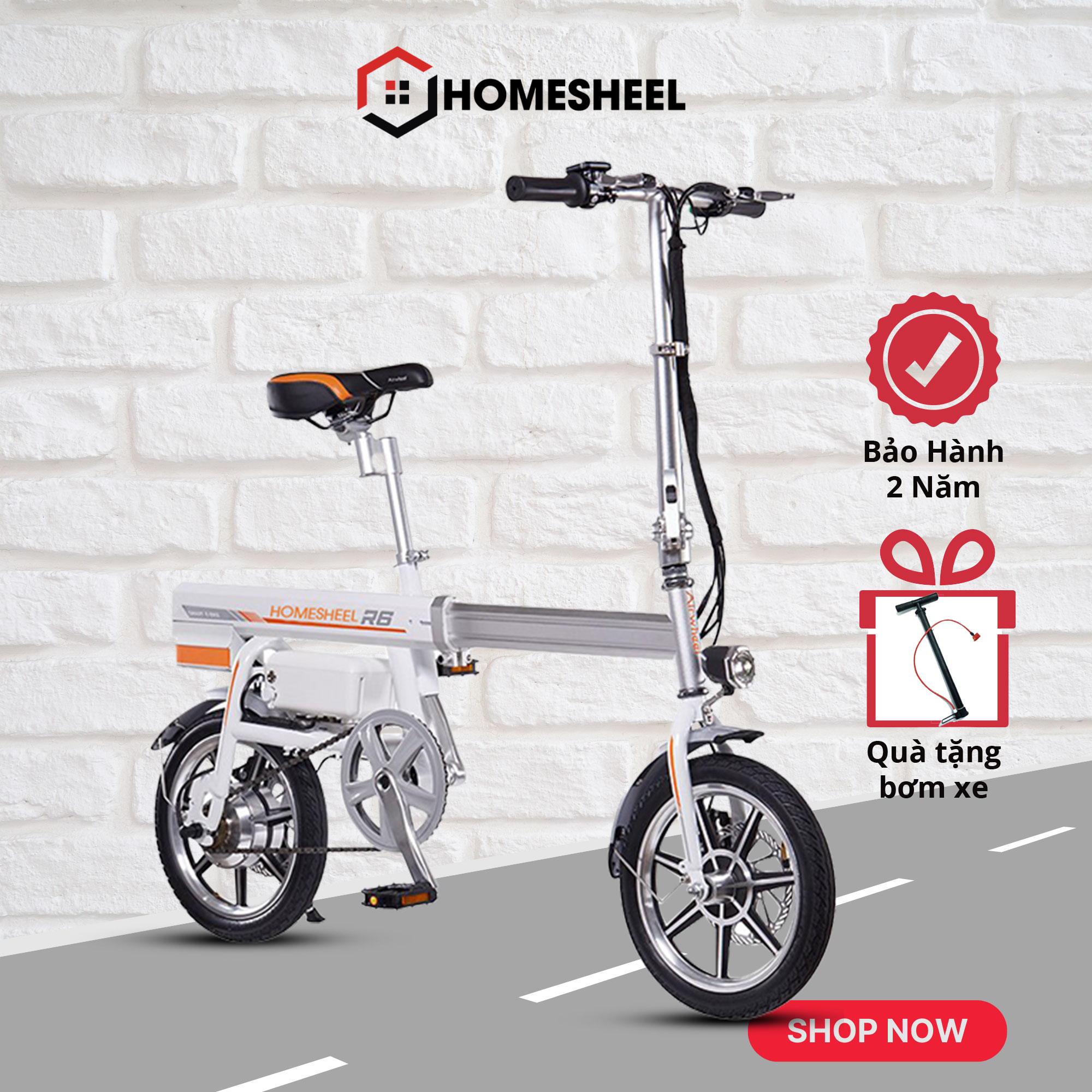 Xe đạp điện gấp HOMESHEEL R6 bảo hành 2 băm chính hãng