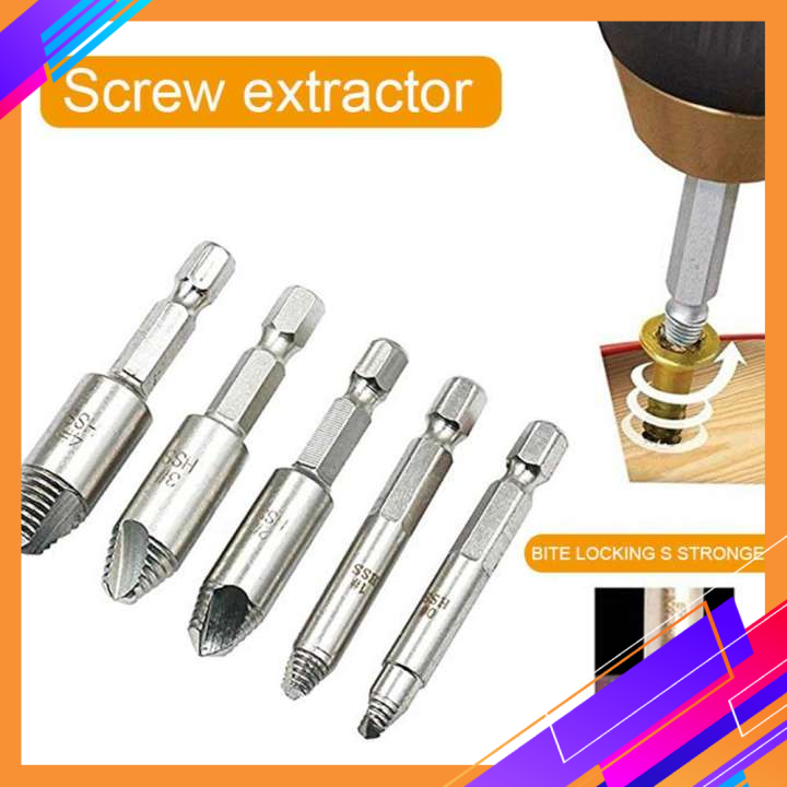 (FreeshipMAX) Bộ 5 dụng cụ bằng thép tháo gỡ ốc vít bu lông gãy dễ mang đi